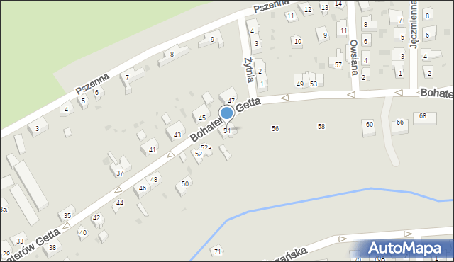 Żary, Bohaterów Getta, 54, mapa Żary