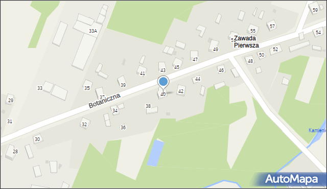 Zawada, Botaniczna, 40, mapa Zawada