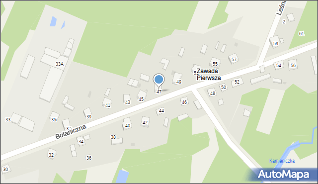 Zawada, Botaniczna, 47, mapa Zawada