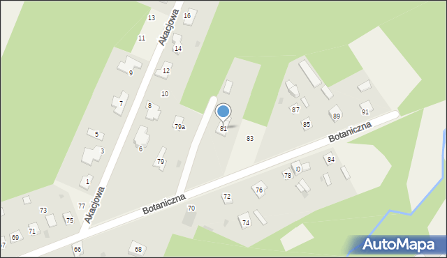 Zawada, Botaniczna, 81, mapa Zawada