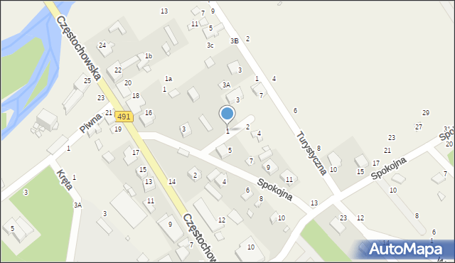 Zawady, Boczna, 1, mapa Zawady