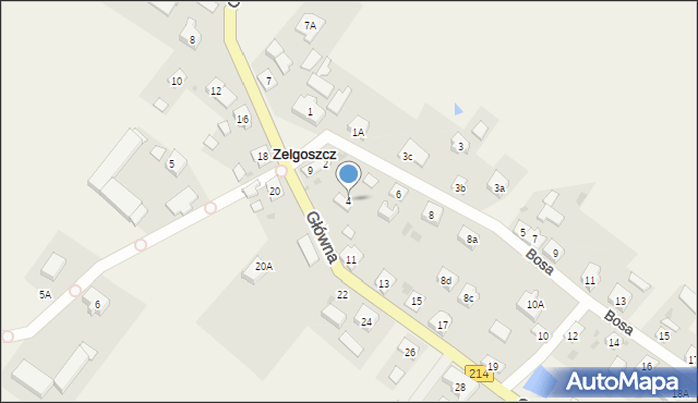 Zelgoszcz, Bosa, 4, mapa Zelgoszcz