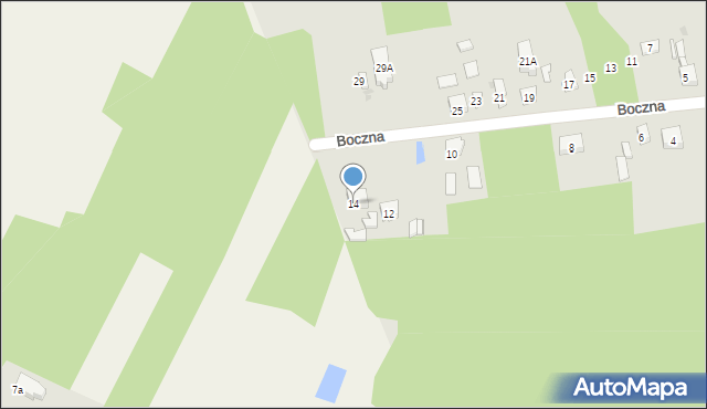 Zelów, Boczna, 14, mapa Zelów