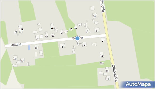Zelów, Boczna, 6, mapa Zelów