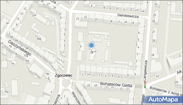 Zgorzelec, Bohaterów Getta, 1B, mapa Zgorzelec