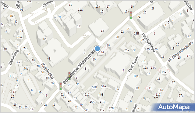 Zielona Góra, Bohaterów Westerplatte, 12, mapa Zielona Góra