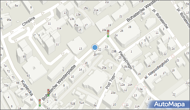 Zielona Góra, Bohaterów Westerplatte, 20, mapa Zielona Góra