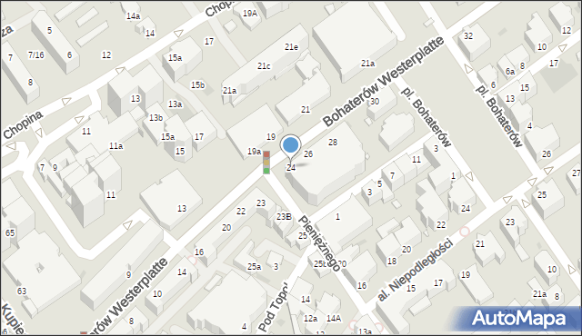 Zielona Góra, Bohaterów Westerplatte, 24, mapa Zielona Góra