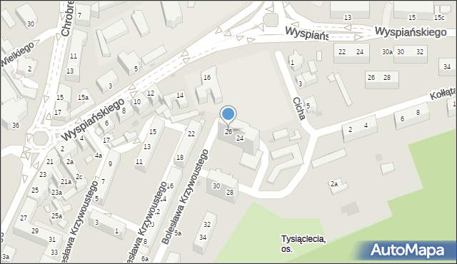 Zielona Góra, Bolesława Krzywoustego, 26, mapa Zielona Góra