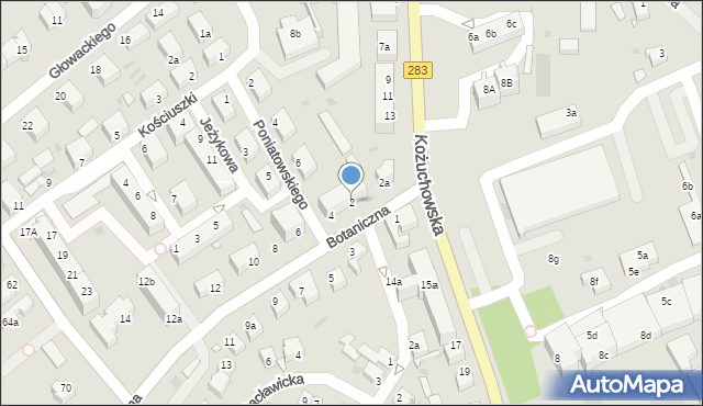 Zielona Góra, Botaniczna, 2, mapa Zielona Góra