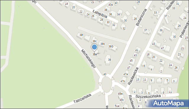 Zielona Góra, Botaniczna, 38e, mapa Zielona Góra