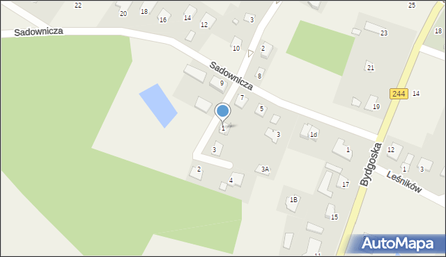 Żołędowo, Boczna, 1, mapa Żołędowo