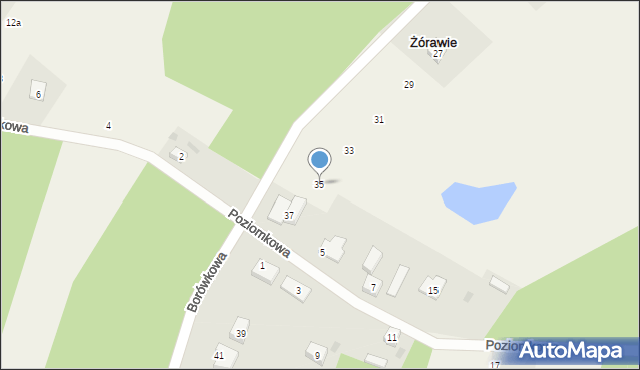 Żórawie, Borówkowa, 35, mapa Żórawie