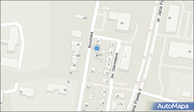 Żory, Boryńska, 49, mapa Żor