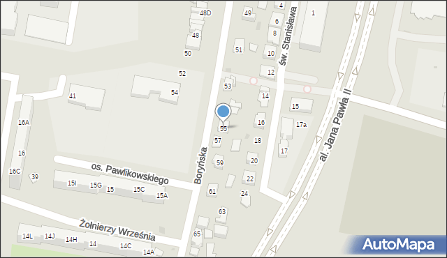 Żory, Boryńska, 55, mapa Żor