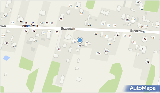 Adamówek, Brzozowa, 27, mapa Adamówek