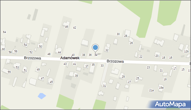 Adamówek, Brzozowa, 34, mapa Adamówek