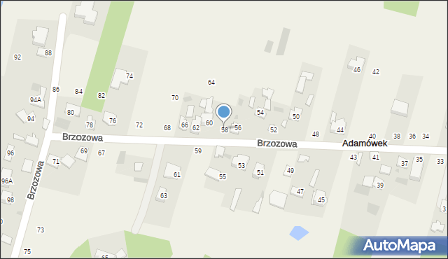 Adamówek, Brzozowa, 58, mapa Adamówek