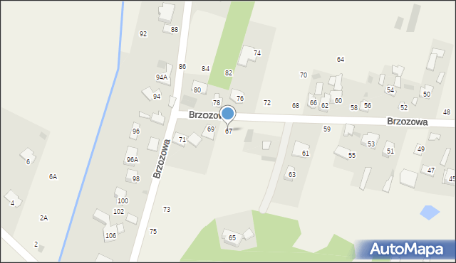 Adamówek, Brzozowa, 67, mapa Adamówek