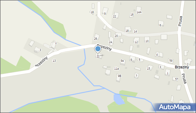 Alwernia, Brzeziny, 11, mapa Alwernia