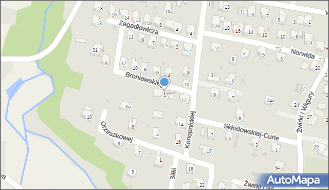 Andrychów, Broniewskiego Władysława, 1, mapa Andrychów
