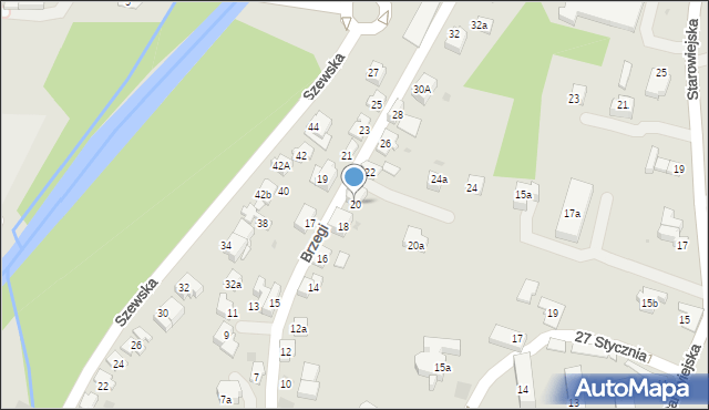 Andrychów, Brzegi, 20, mapa Andrychów