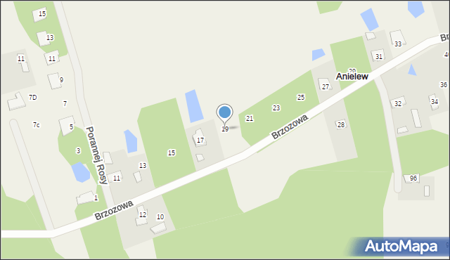Anielew, Brzozowa, 19, mapa Anielew