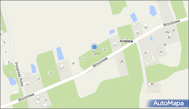 Anielew, Brzozowa, 23, mapa Anielew