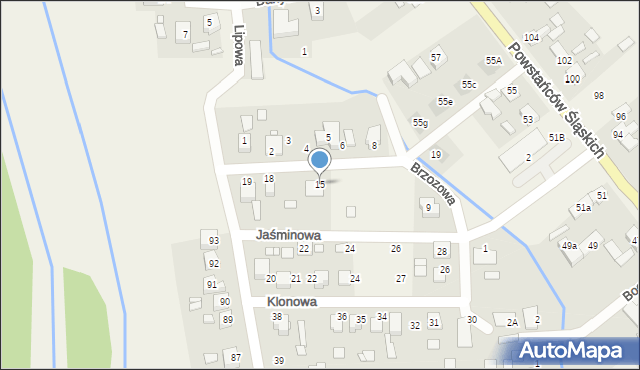 Antoniów, Brzozowa, 15, mapa Antoniów