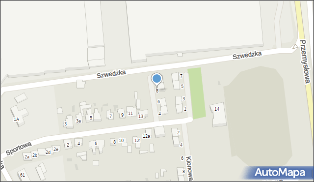 Babimost, Brzozowa, 8, mapa Babimost