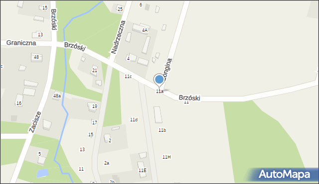 Bądzyń, Brzóski Stanisława, ks., 11a, mapa Bądzyń