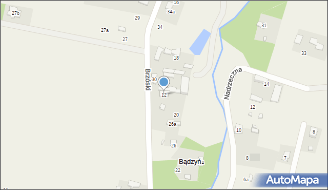 Bądzyń, Brzóski Stanisława, ks., 12, mapa Bądzyń
