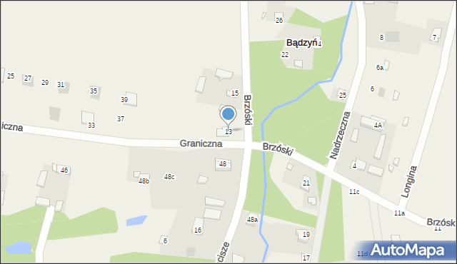 Bądzyń, Brzóski Stanisława, ks., 13, mapa Bądzyń