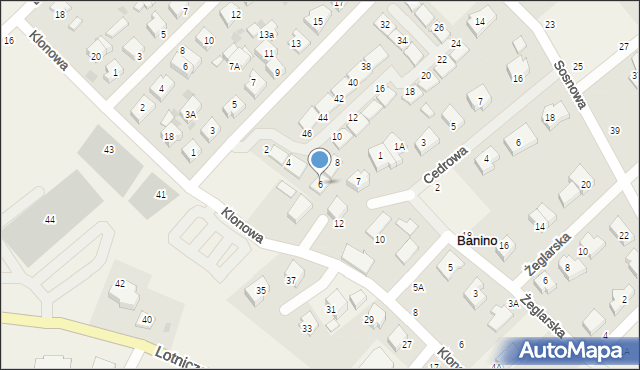 Banino, Brzozowa, 6, mapa Banino