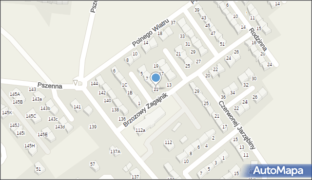 Banino, Brzozowy Zagajnik, 11, mapa Banino