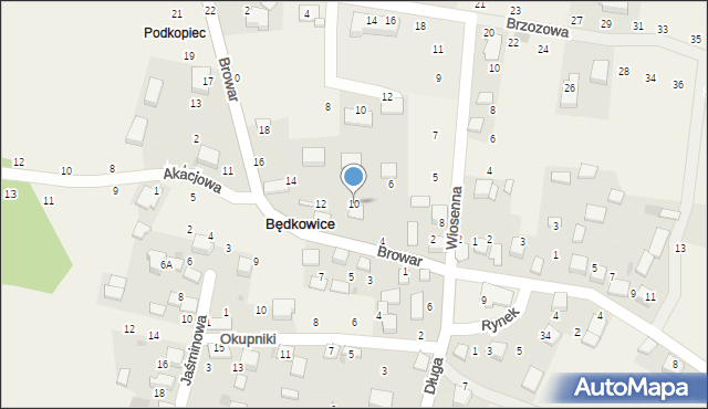Będkowice, Browar, 10, mapa Będkowice