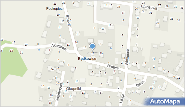 Będkowice, Browar, 12, mapa Będkowice