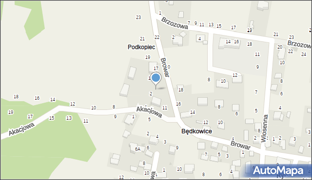 Będkowice, Browar, 15, mapa Będkowice