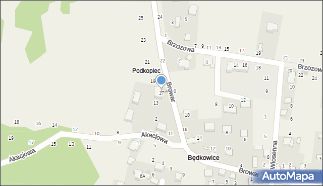 Będkowice, Browar, 17, mapa Będkowice