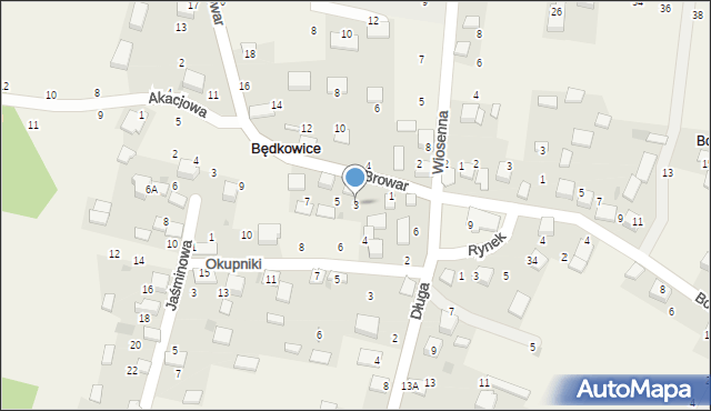Będkowice, Browar, 3, mapa Będkowice