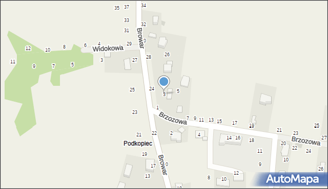 Będkowice, Brzozowa, 3, mapa Będkowice