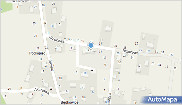 Będkowice, Brzozowa, 6, mapa Będkowice