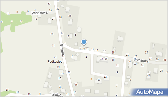 Będkowice, Brzozowa, 9, mapa Będkowice