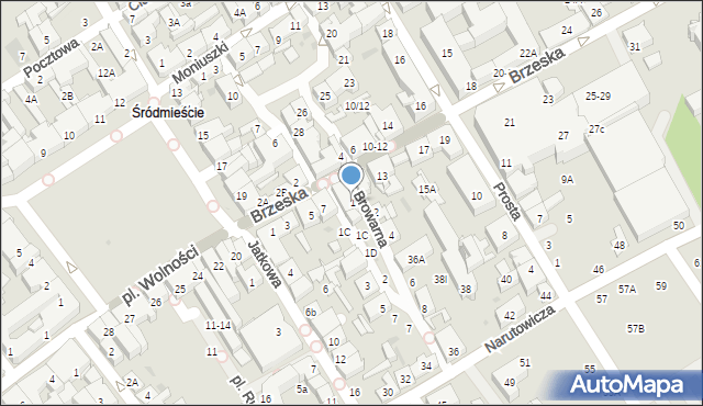 Biała Podlaska, Browarna, 1, mapa Białej Podlaskiej