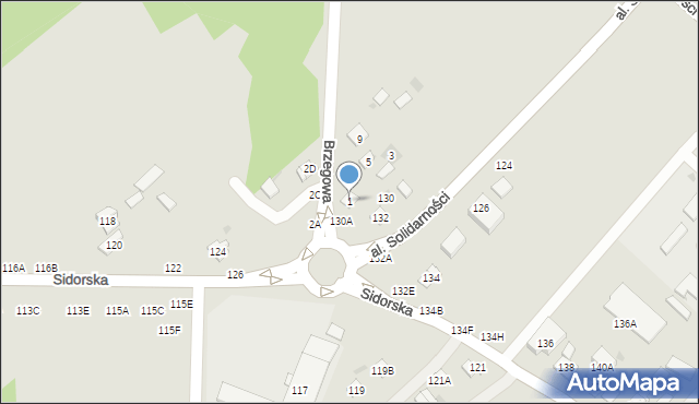 Biała Podlaska, Brzegowa, 1, mapa Białej Podlaskiej