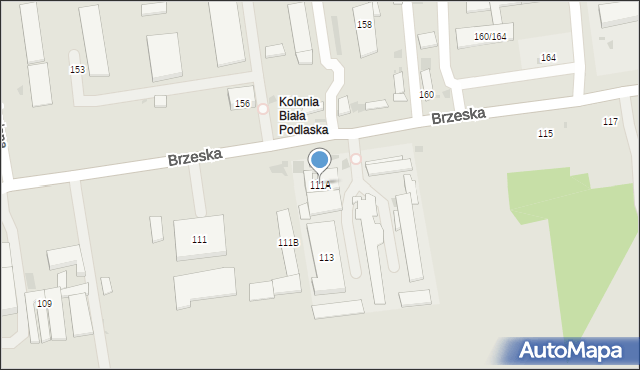 Biała Podlaska, Brzeska, 111A, mapa Białej Podlaskiej