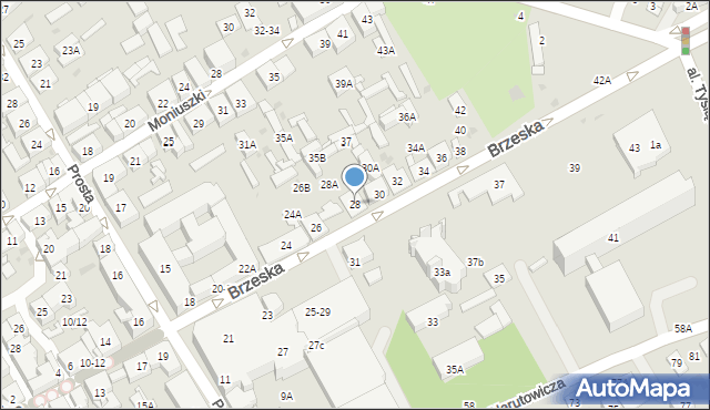 Biała Podlaska, Brzeska, 28, mapa Białej Podlaskiej