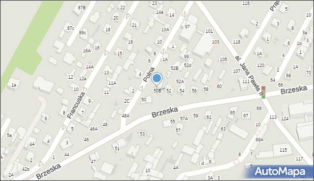 Biała Podlaska, Brzeska, 50B, mapa Białej Podlaskiej