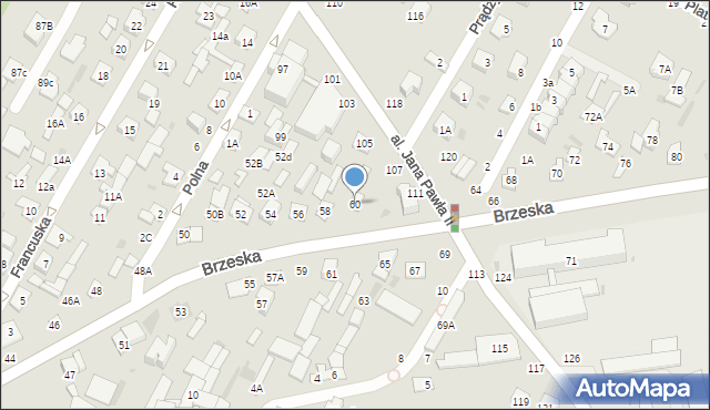 Biała Podlaska, Brzeska, 60, mapa Białej Podlaskiej