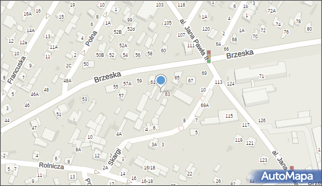 Biała Podlaska, Brzeska, 63A, mapa Białej Podlaskiej